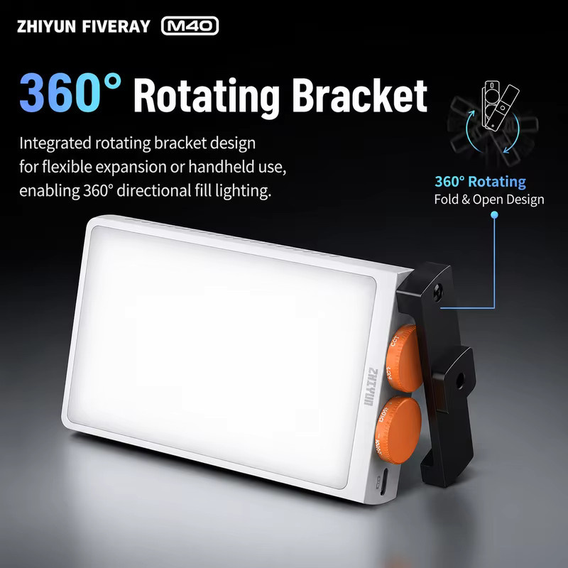 ZHIYUN FIVERAY M40 LED-Videoleuchte 40W Bi-Color Tragbares Lichtpanel für Fotografie mit PD-Schnellladung - Bild 3
