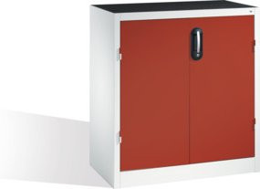 C+P Schwerlast-Beistellschrank mit Drehtüren und 1 Boden, Korpus Lichtgrau und Front Rubinrot, H: 100 cm, B: 93 cm, T: 50 cm - Bild 1