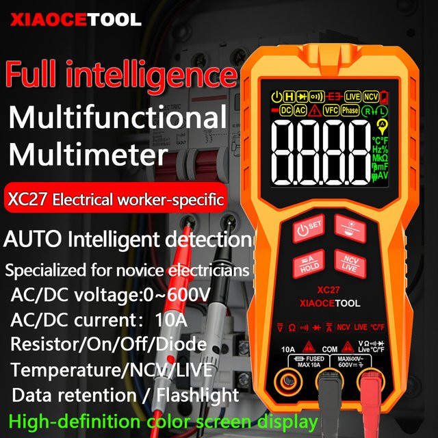 XIAOCETOOL Digitales Multimeter mit Sprachausgabe, explosionsgeschütztes Mini-Multitester in Orange - Bild 1