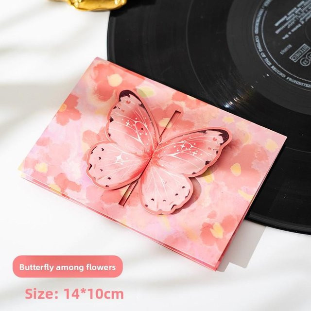 3D-Schmetterlings-Grußkarte mit Umschlag in Pink für besondere Anlässe und Geburtstage - Bild 1