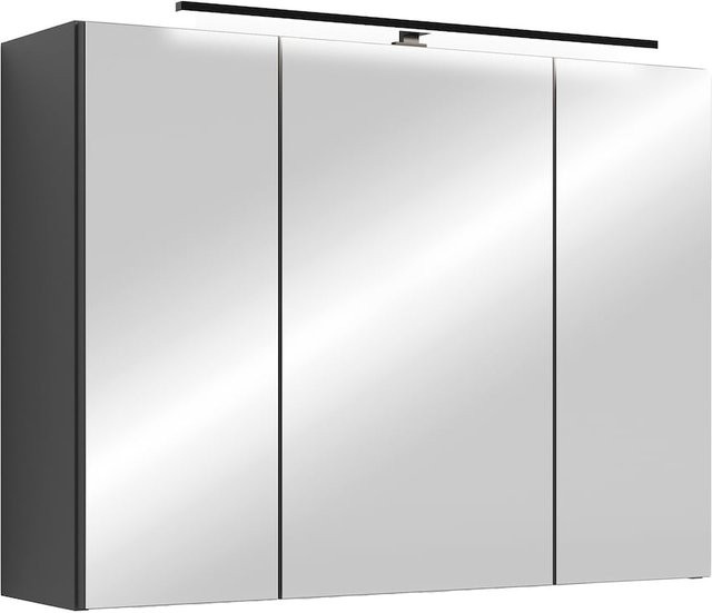 byLIVING Spiegelschrank SPREE in Anthrazit mit LED-Beleuchtung und Glastüren, B/H/T: 80 x 60 x 15 cm - Bild 1