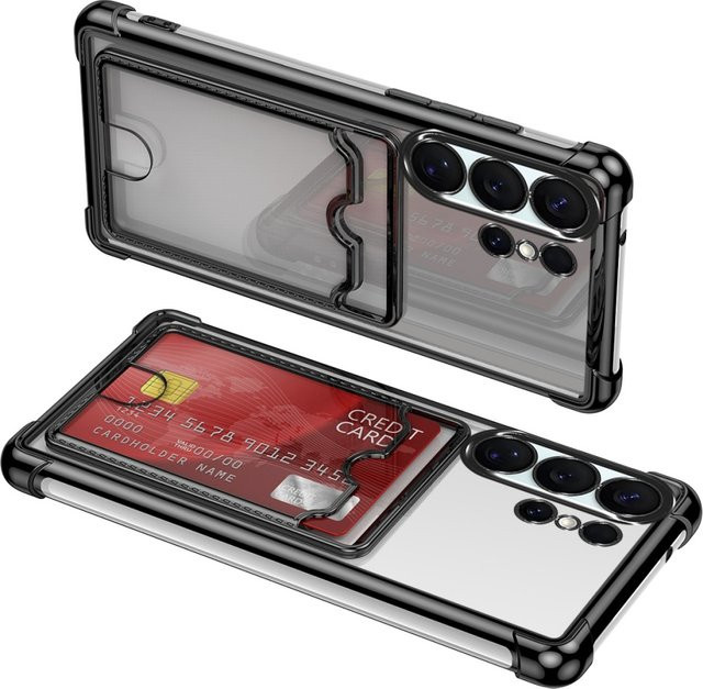 Stoßfeste Wallet-Schutzhülle mit Kartensteckplatz für Samsung Galaxy S26 S25 S24 S23 S22 Ultra Plus A56 A53 A35 in Transparent und Purple - Bild 1