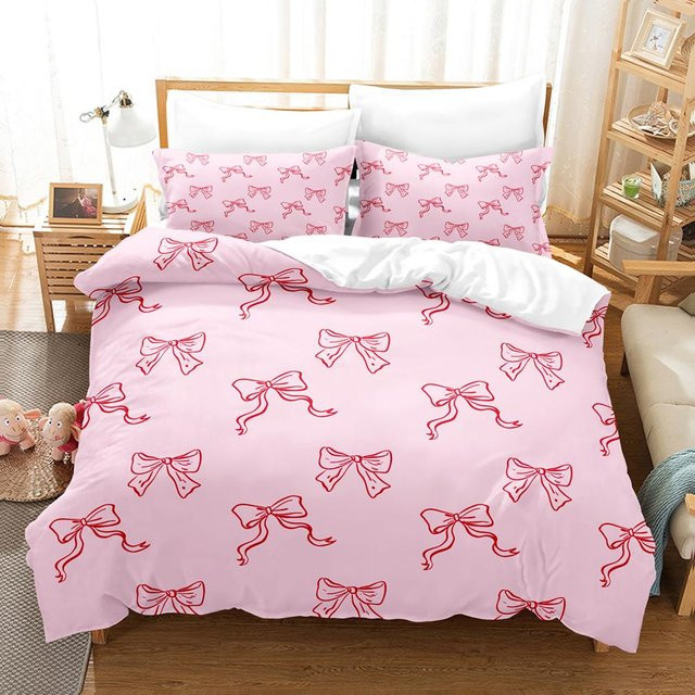 Binchi Fitness Bettwäscheset mit Schleifen-Design, Pink, Microfaser, B/H: 240 x 220 cm - Bild 1