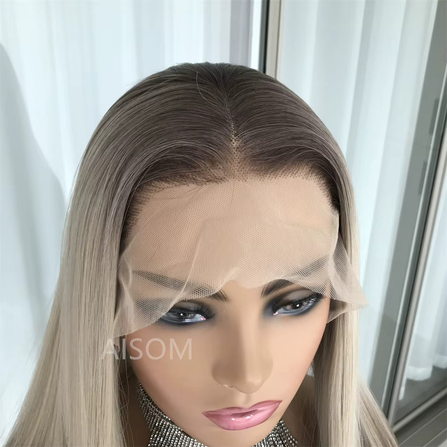 AISOM Perücke, Ombre blonde Synthetik, Spitze Frontal, Damen - Bild 2