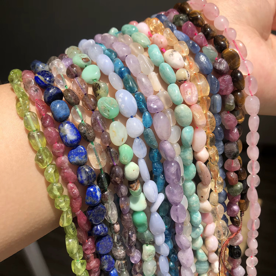LNMBII Spacer Perlen, Natürliche Edelstein, Achate Jade Opal, 15" - Bild 3