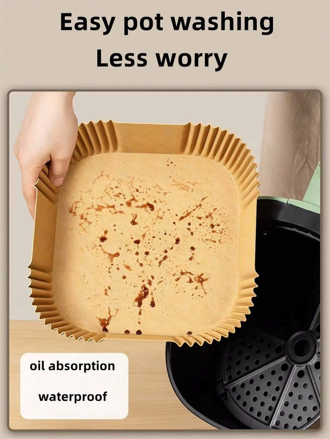 YOCITY Einweg Airfryer Backpapier in Braun, Antihaft Backmatte für Heißluftfritteusen und Mikrowellen, Öldicht und ideal zum Backen und Grillen - Bild 2