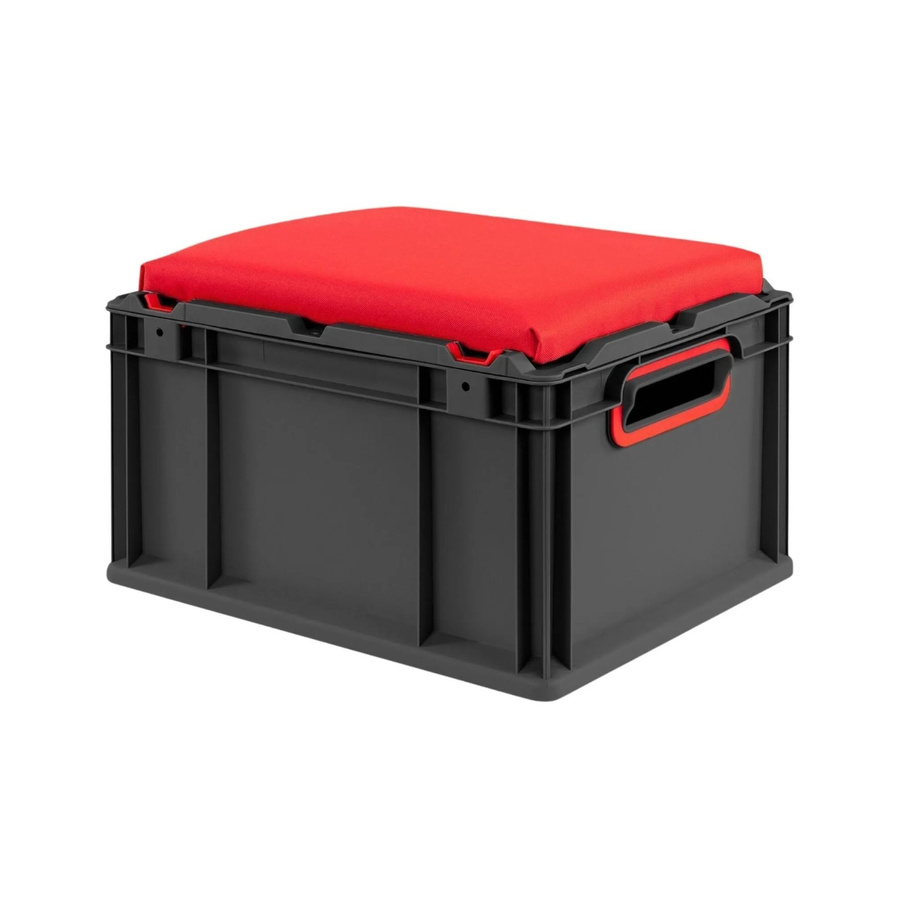 PROREGAL Eurobox Nextgen Seat Box Sitzbox Rot Schwarz, H x B x T: 26,5 x 30 x 40 cm, 20 Liter - Bild 2