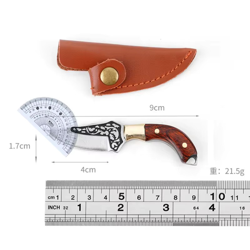Tragbares Mini-Messer mit farbenfrohem Holzgriff als Schlüsselanhänger zum Auspacken, Mehrfarbig - Bild 4