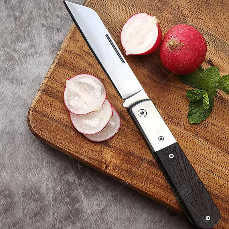 WXCOO Klappmesser aus Edelstahl mit Holzgriff in Silber als Obstschälmesser und Zitronenschäler für die Küche - Bild 4