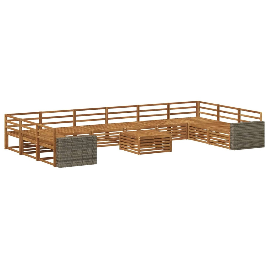 vidaXL Sofagarnitur aus Massivholz Akazie in Braun mit 11 Teilen und Latten-Design - Bild 2
