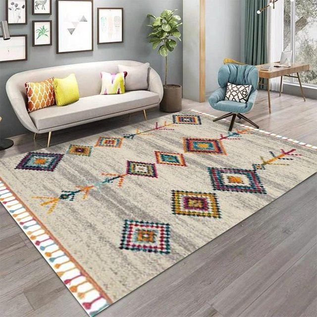 Miniso Teppich in Multicolour mit geometrischem Design, rutschfest und waschbar, B/T: 80 x 50 cm - Bild 1