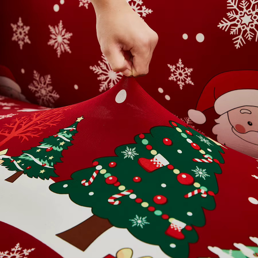 Elastischer Sofabezug mit Weihnachtsgeschenkmuster in Rot - Bild 3