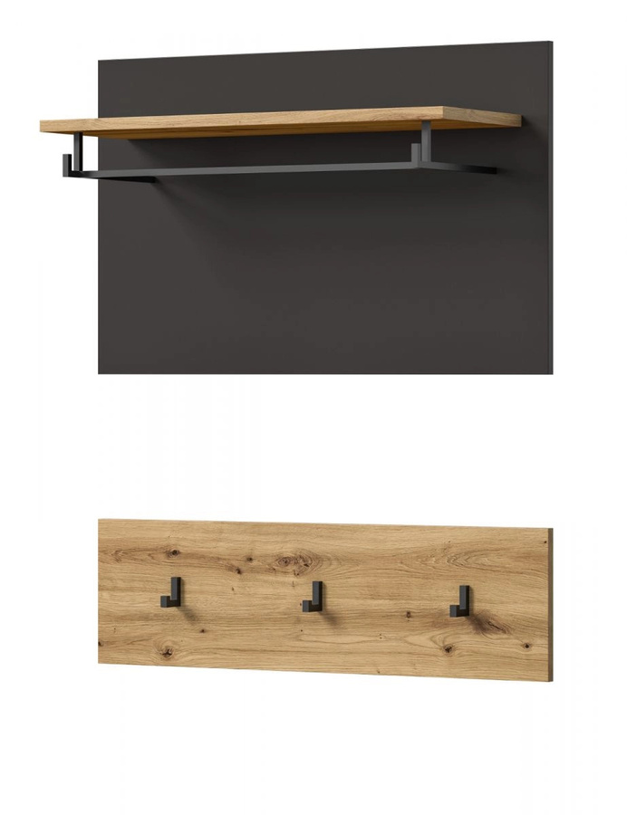 Inn.Furn Garderobenpaneel Cooper mit Kleiderstange in Eiche und Grau, Breite: 80 cm - Bild 4
