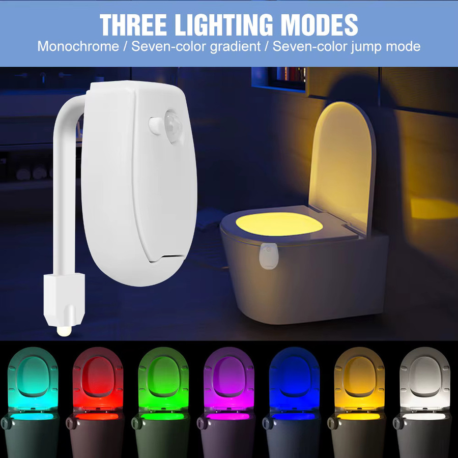 RGB LED WC Nachtlicht mit PIR Bewegungssensor für Badezimmer und Waschraum, Multicolor, Batteriebetrieben - Bild 3