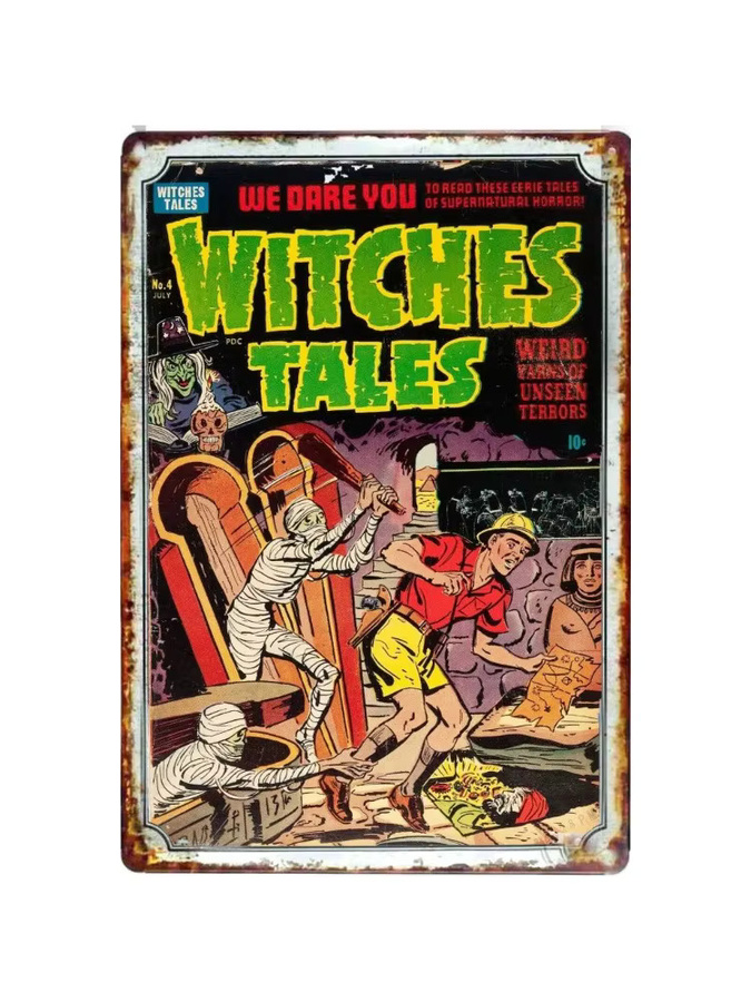 Weird Witches Tales 1930er-Jahre-Comic-Cover Metallblechschild von Potdemiel als Horror-Wanddekoration in Mehrfarbig - Bild 2