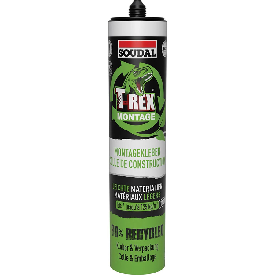 Soudal T-Rex Montagekleber für leichte Materialien, Acryl, Weiß/Mehrfarbig, 2 x 350 g - Bild 2