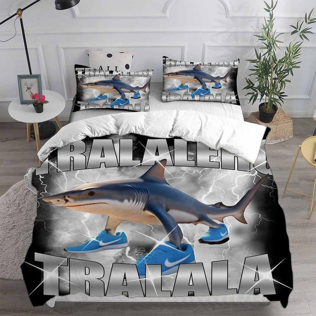 JMG Household Supplies Bettwäscheset mit Tiermotiv in Blau, 2-teiliges Set aus Mikrofaser bestehend aus Bettbezug und Kissenbezug, B/H: 210 x 210 cm - Bild 1