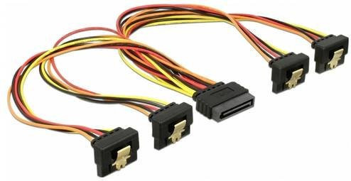 Delock SATA-Strom Anschlusskabel mit 4x SATA-Strom-Buchse 15-pol. und 1x SATA-Strom-Stecker 15-pol., Länge: 30 cm - Bild 1