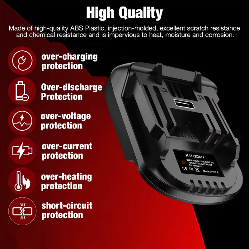 ALASICKA PAR20MT Akku-Adapter Schwarz für Parkside 20 V Lithium-Ionen-Akkus zur Nutzung mit 18 V Makita Elektrowerkzeugen - Bild 3