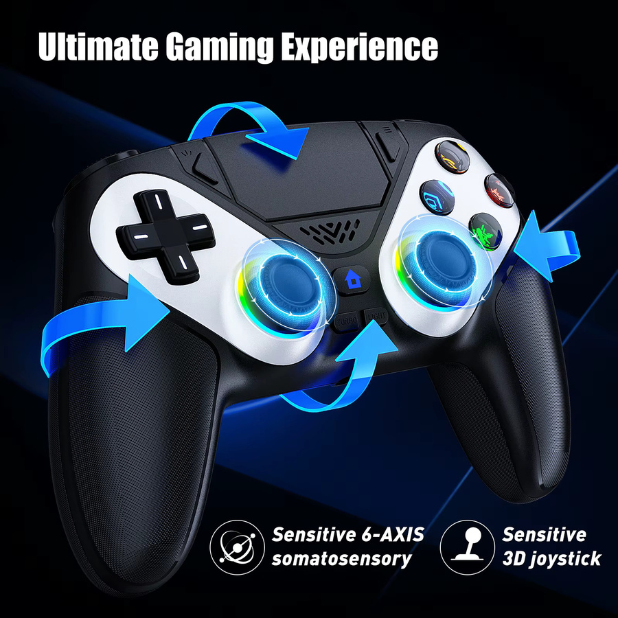 Bonacell Wireless Gaming Controller für PS5 und PC mit RGB-Beleuchtung und Hall Trigger in Weiß - Bild 4