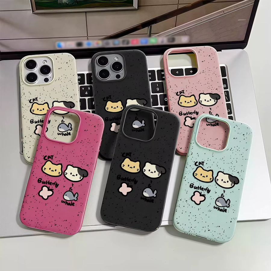 AKABEILA Leder-Silikon-Handyhülle mit Cartoon-Aufdruck für iPhone, stoßfeste Schutzhülle in Grün und Multicolour - Bild 3
