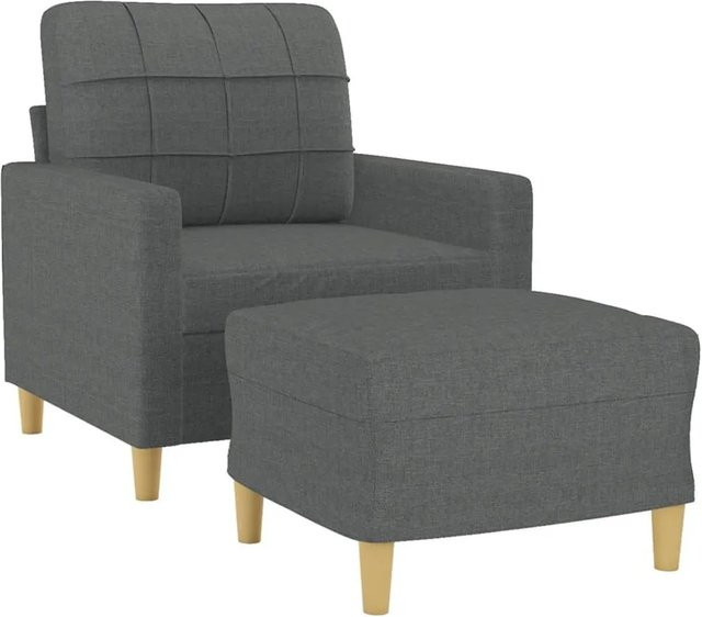 vidaXL Sessel mit Hocker in Dunkelgrau aus Stoff mit Armlehnen und modernem Design - Bild 1