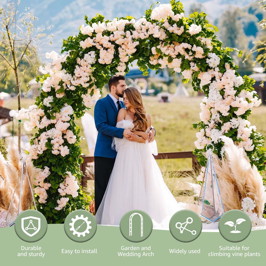 Metall Gartenbogen Weiß als Rankhilfe und Spalier für Hochzeiten und Dekoration, Höhe: 240 cm - Bild 2