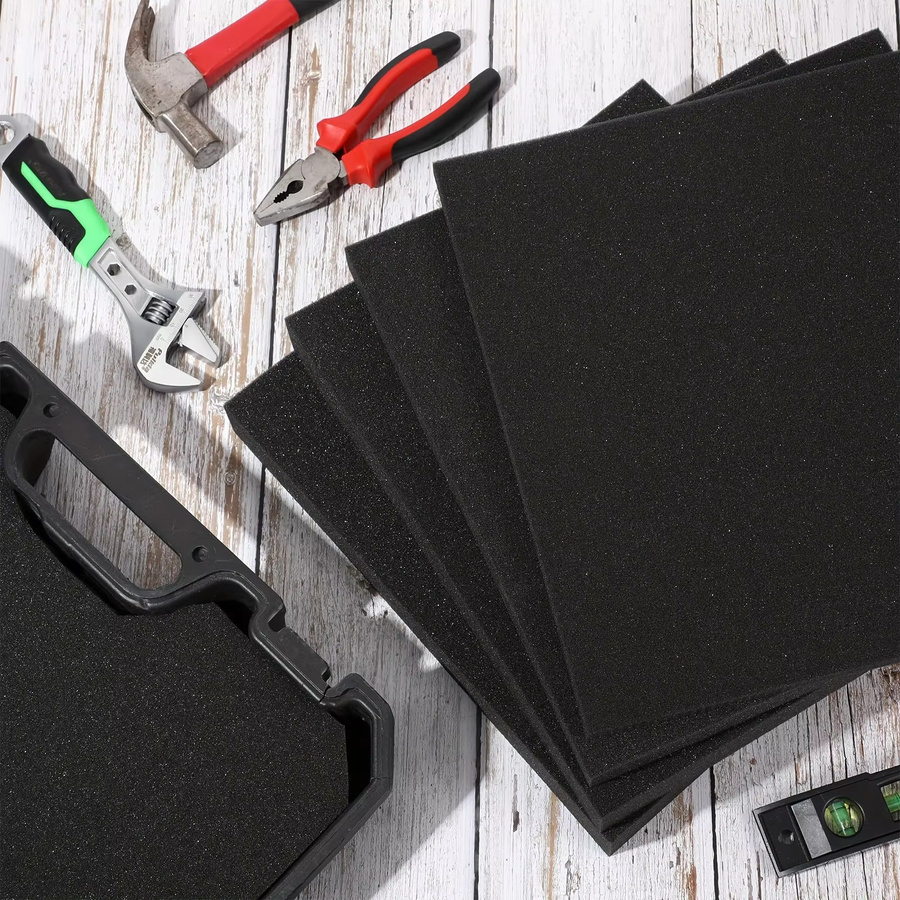 2er-Pack schwarze Polyurethan-Schaumstoffplatten als schneidbare Dämpfungseinsätze für Werkzeugkästen und Koffer, B/H/T: 40 x 30 x 3 cm - Bild 5