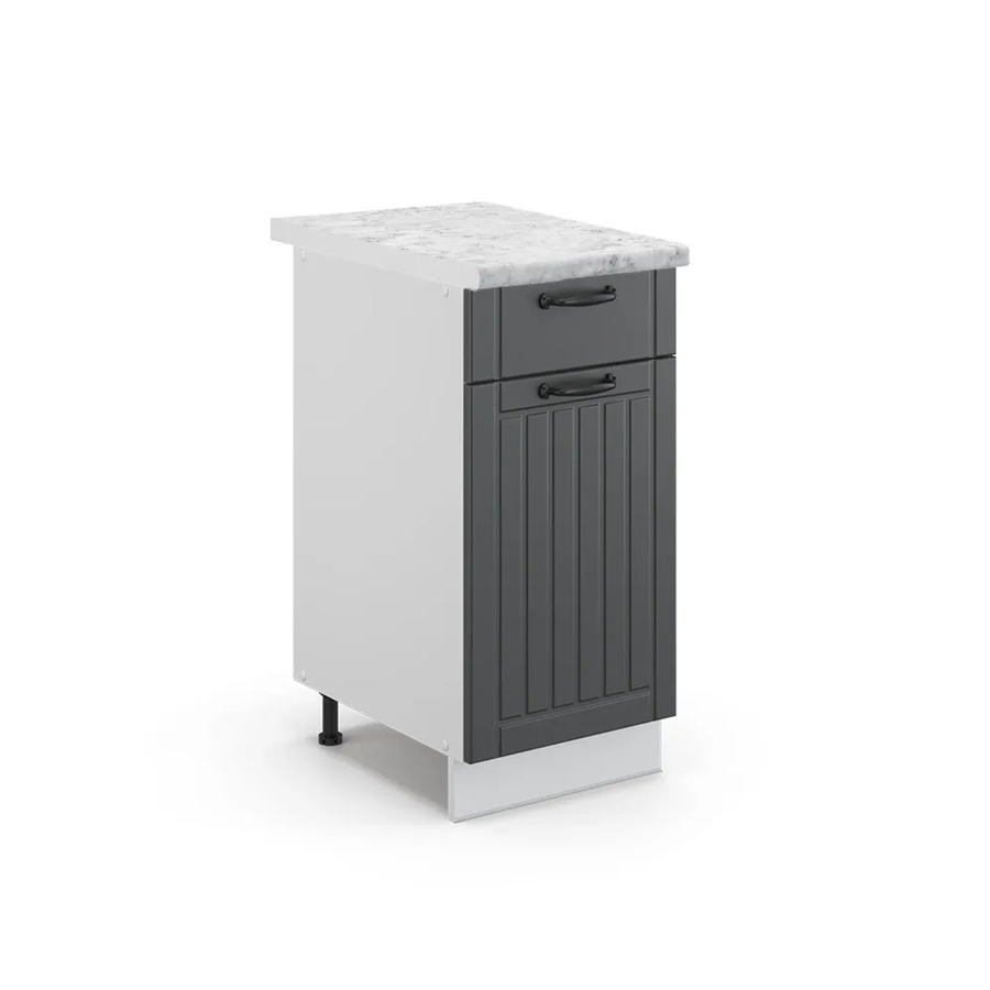 Vicco Küchenunterschrank Fame-Line in Anthrazit und Weiß im Landhausstil mit Marmor-Optik, Breite: 40 cm, Höhe: 82 cm, Tiefe: 60 cm - Bild 2