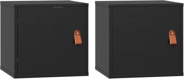 vidaXL Wandschränke aus Massivholz Kiefer im 2er-Set, Schwarz, B/T/H: 31,5 x 30 x 30 cm - Bild 1