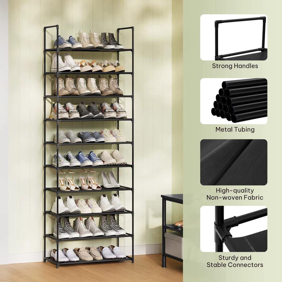 WOLTU Schuhregal mit Metallrahmen in Schwarz, modernes und platzsparendes Schuhaufbewahrungsorganisator für Wohnzimmer und Flur - Bild 3