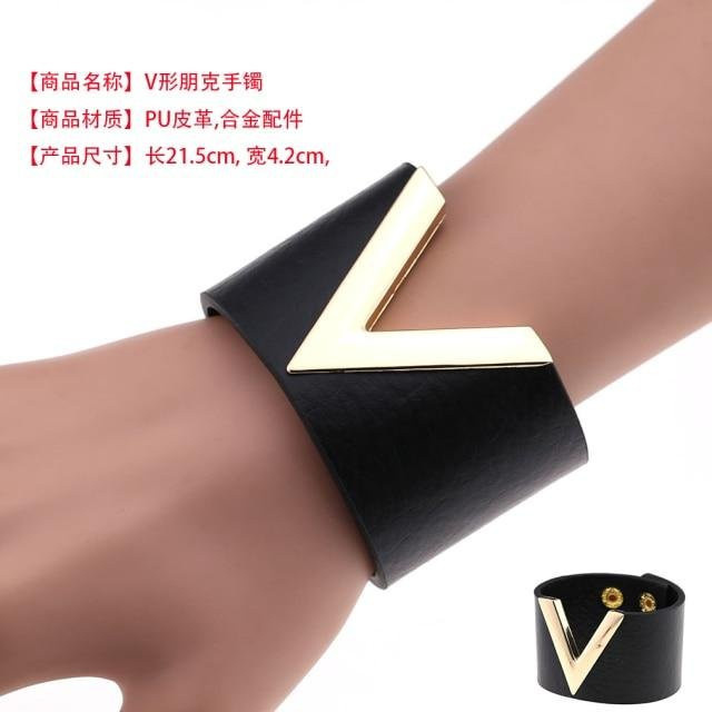 Armband Manschette, Leder, Schwarz, Eisenlegierung, Unisex - Bild 1