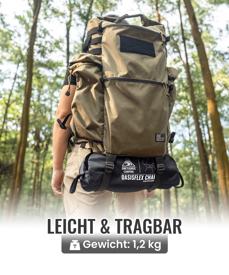 OneTigris OasisFlex Campingstuhl in Schwarz, leichter Outdoor-Gartenstuhl für Strand, Picknick und Sport - Bild 5