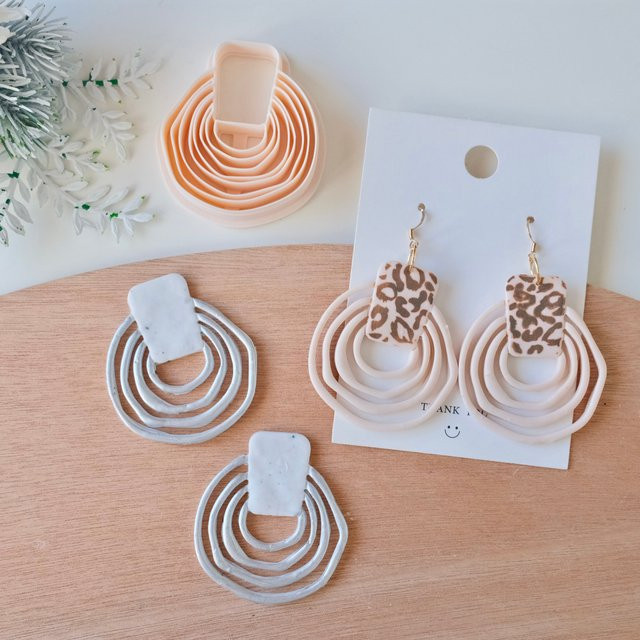 Boho Unregelmäßiger Kreisförmiger Polymer-Clay-Schneider für Ohrring-Schmuckherstellung in Beige - Bild 1
