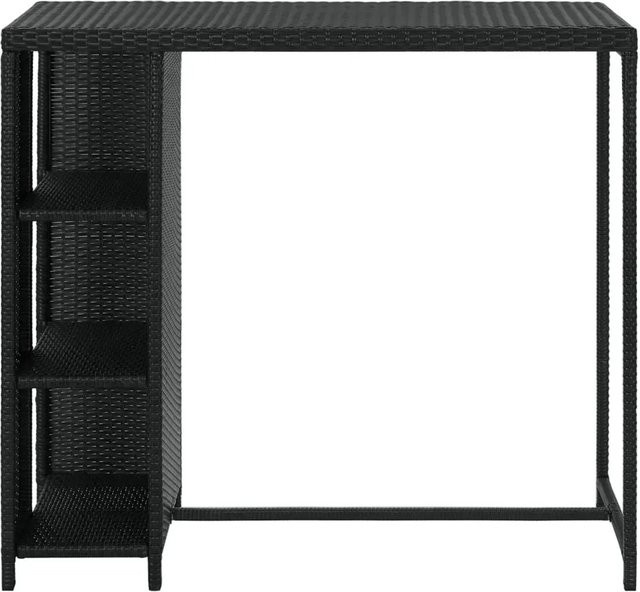 vidaXL Bartisch mit Regal aus Poly-Rattan und Stahl in Schwarz, B/T/H: 120 x 60 x 110 cm - Bild 1