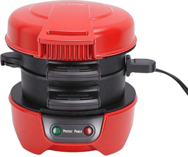 Koogeelife Frühstückssandwich-Maker mit Eierkocher-Ring in Rot - Bild 1