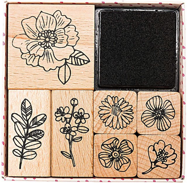 Rico Design Paper Poetry Stempelset Hygge Flowers aus Holz - Bild 1