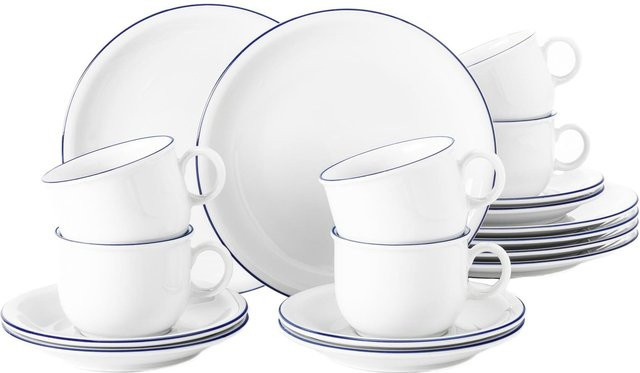Seltmann Weiden Kaffeeservice Compact Blaurand aus Porzellan, 18er Set, Weiß-Blau - Bild 1