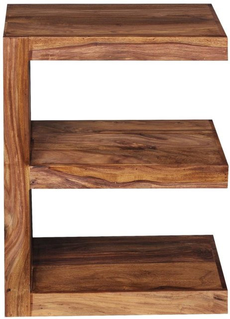 Wohnling Beistelltisch aus Sheesham Echtholz in Braun und Beige, B/H/T: 45 x 60 x 30 cm - Bild 1