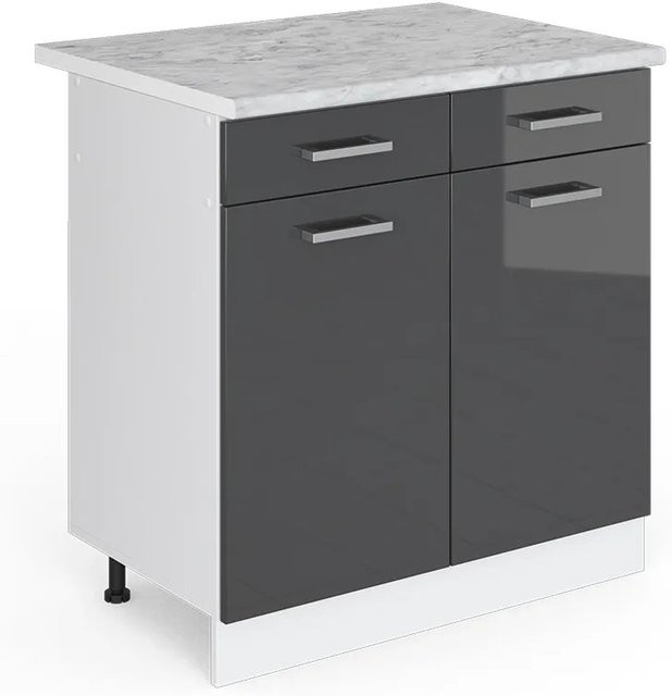 Vicco Küchenunterschrank R-Line Anthrazit Hochglanz Weiß B: 80 cm, T: 60 cm, H: 82 cm - Bild 1