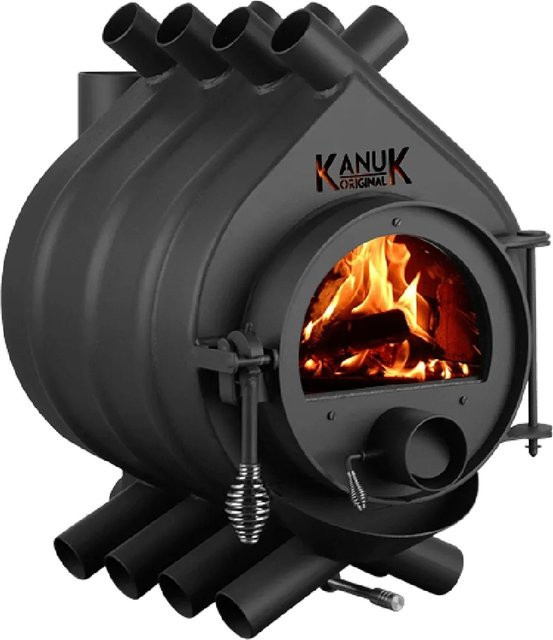 Kanuk Original Holzofen mit 7 kW Leistung in Schwarz und runder Keramikform - Bild 1