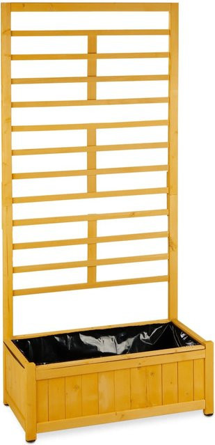 Relaxdays Rankgitter mit Pflanzkasten aus Fichtenholz in Natur, Sichtschutz für Garten Balkon und Terrasse, H x B x T: 171 x 71 x 31,5 cm - Bild 1