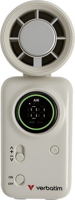Verbatim Cool n Go Ice Touch Mini Handventilator, wiederaufladbar, Weiß/Silber - Bild 1