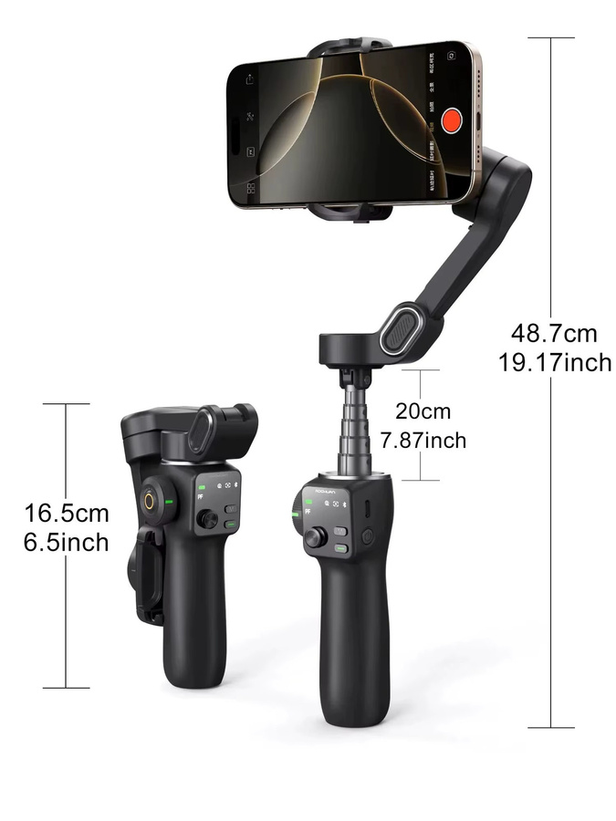 AOCHUAN Handheld Anti-Shake Gimbal Stabilisator mit Gesicht Tracking und Selfie Stick für iPhone und Android in Schwarz oder Weiß - Bild 7