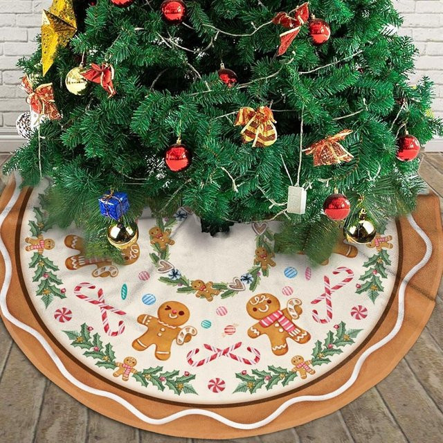VIKAMA Weihnachtsbaum Rock mit Lebkuchenmann Motiv in Mehrfarbig für Indoor und Outdoor Dekoration - Bild 1