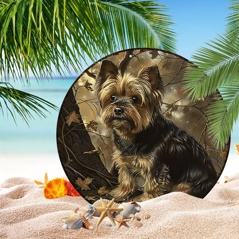 Rundes Vintage Aluminiumschild mit Yorkshire-Terrier von Potdemiel, Mehrfarbig, Durchmesser: 20,3 cm - Bild 4