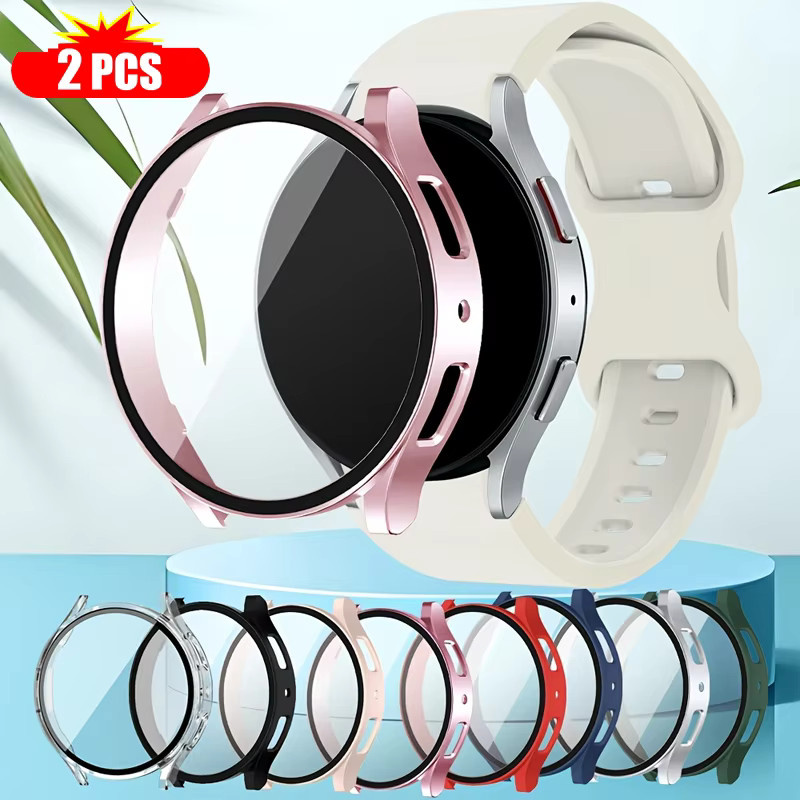 2er Set Displayschutzhülle für Samsung Galaxy Watch 7 6 5 4 mit mattem Hart-PC-Gehäuse und gehärtetem Glas - Bild 6