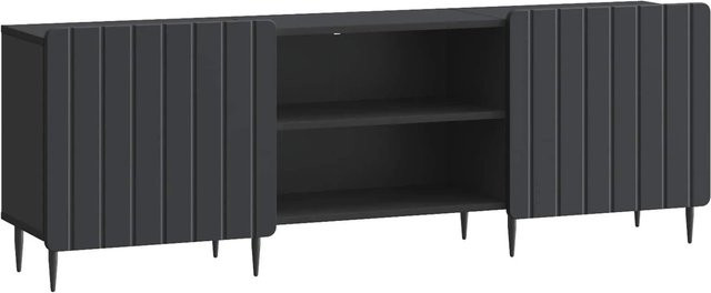 vidaXL TV-Schrank Modern Schwarz aus Holzwerkstoff B/T/H: 150 x 31 x 52 cm - Bild 1