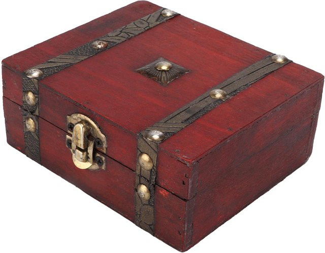 Retro Aufbewahrungskoffer aus Holz von GoolRC in Rot und Braun mit Metallschloss für Schmuck, Accessoires und Kosmetik - Bild 1