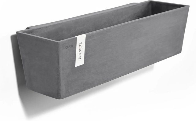 Ecopots Pflanztopf Manhattan Wall L Grau aus recyceltem Kunststoff, Höhe: 55 cm, Tiefe: 15 cm - Bild 1